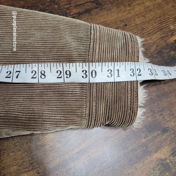 Vtg B Moss Corduroy Zip Barn Coat L Faux Fur Dark Beige Clay Brown Y2K - Picture 9 of 11